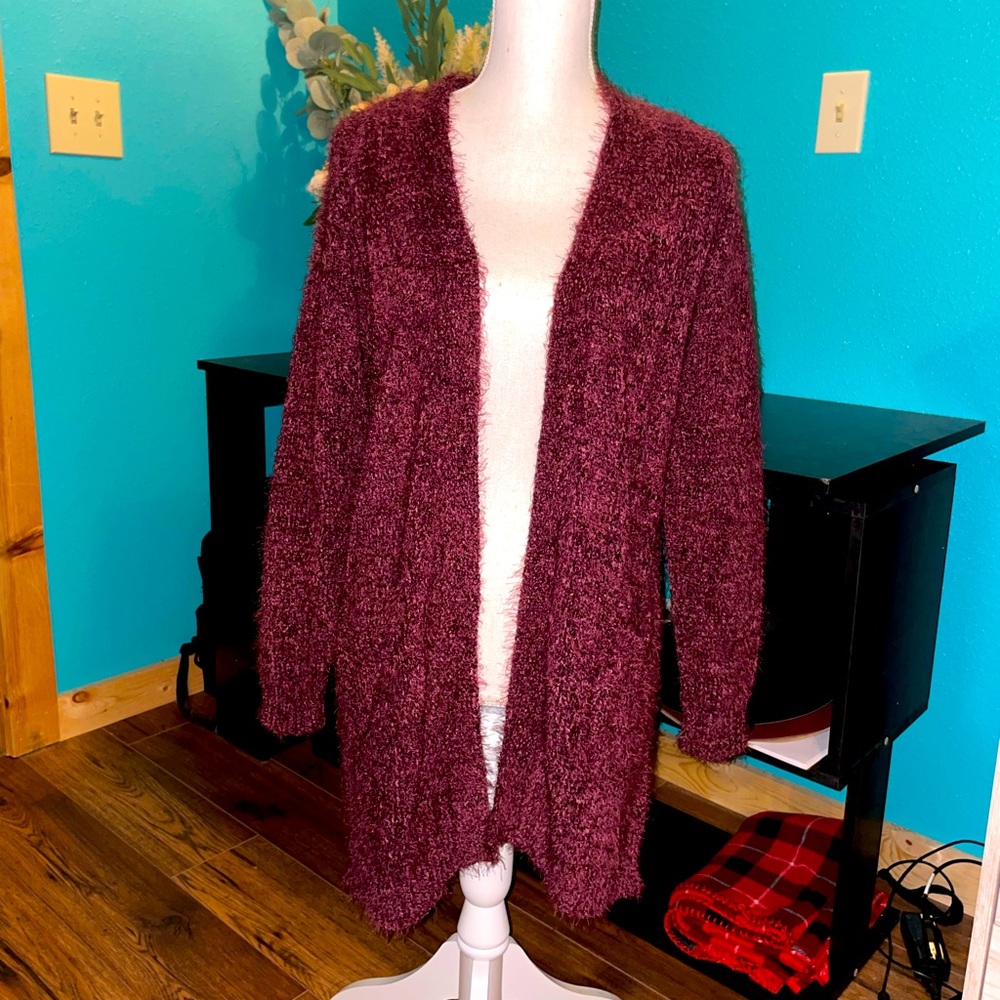 🆕✨ Burgundy Fuzzy Cardigan